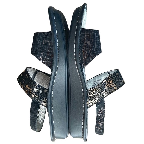 Algeria Verona-780 Black Metallic Two Strap w/Sling Back Leather Comfort Sandals - Picture 6 of 16